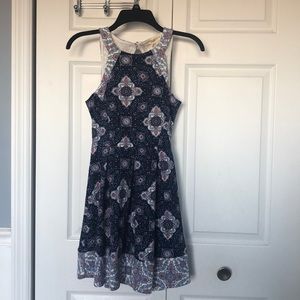 Blue design skater dress